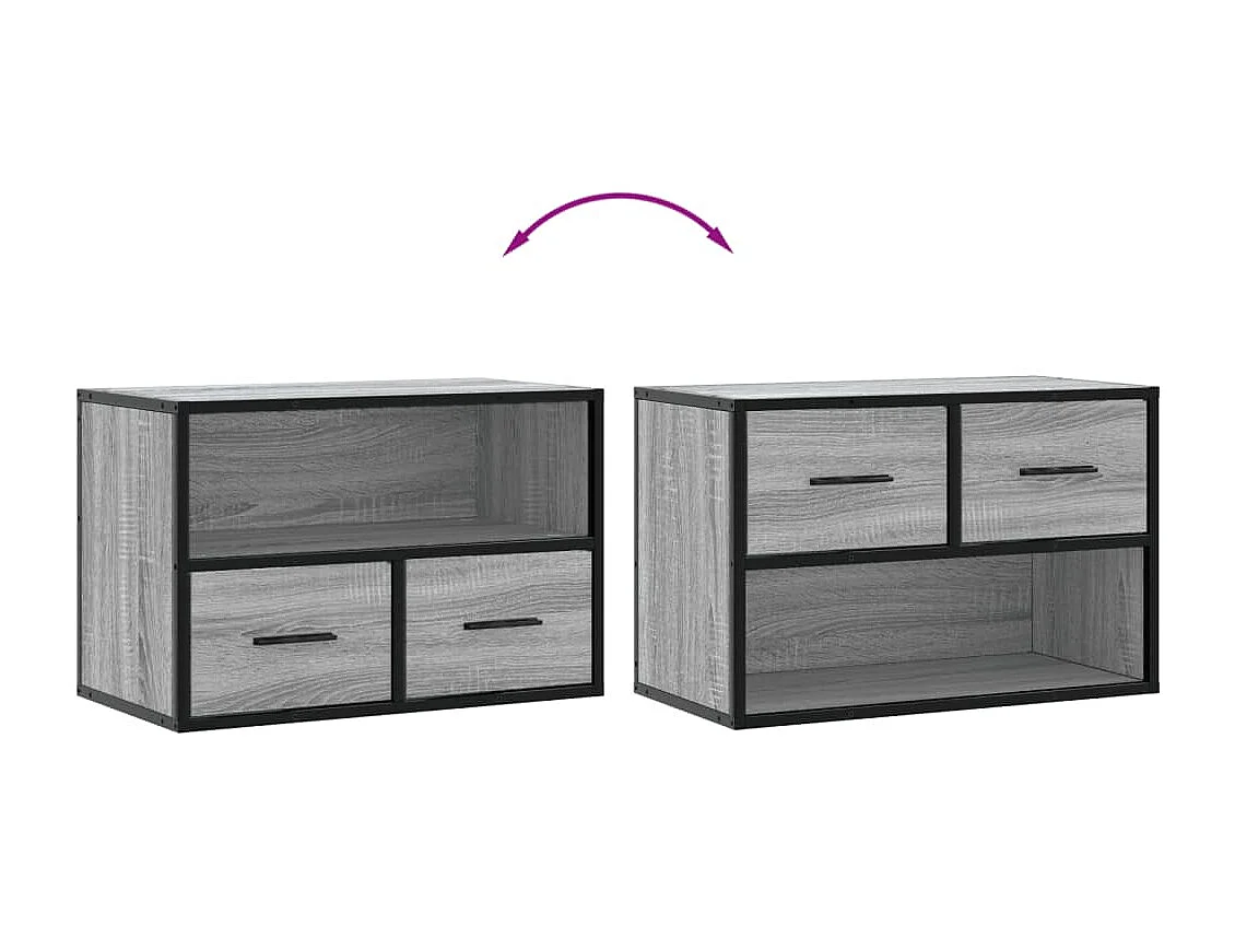 Mueble de TV madera y metal roble ahumado 60x31x39,5 cm