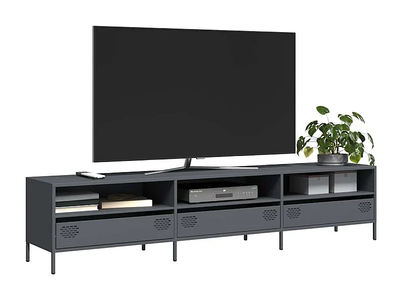 Mueble de TV acero laminado en frío antracita 202x39x43,5 cm
