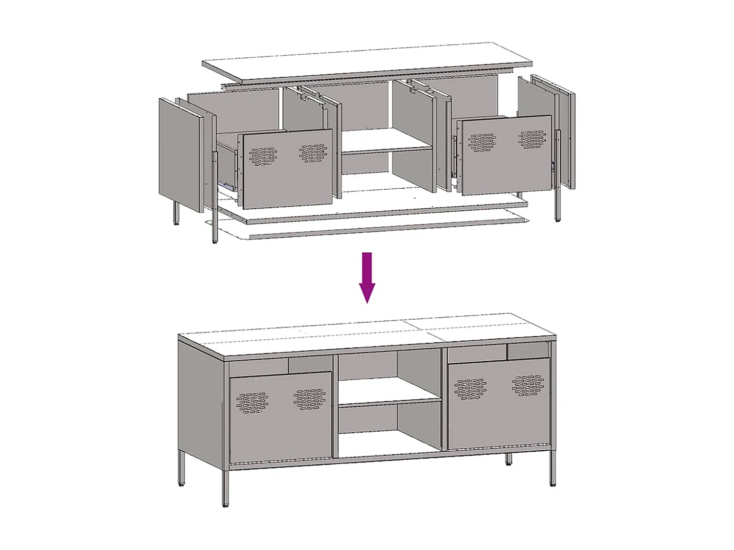 TV-Schrank Weiß 101,5x39x43,5 cm Kaltgewalzter Stahl
