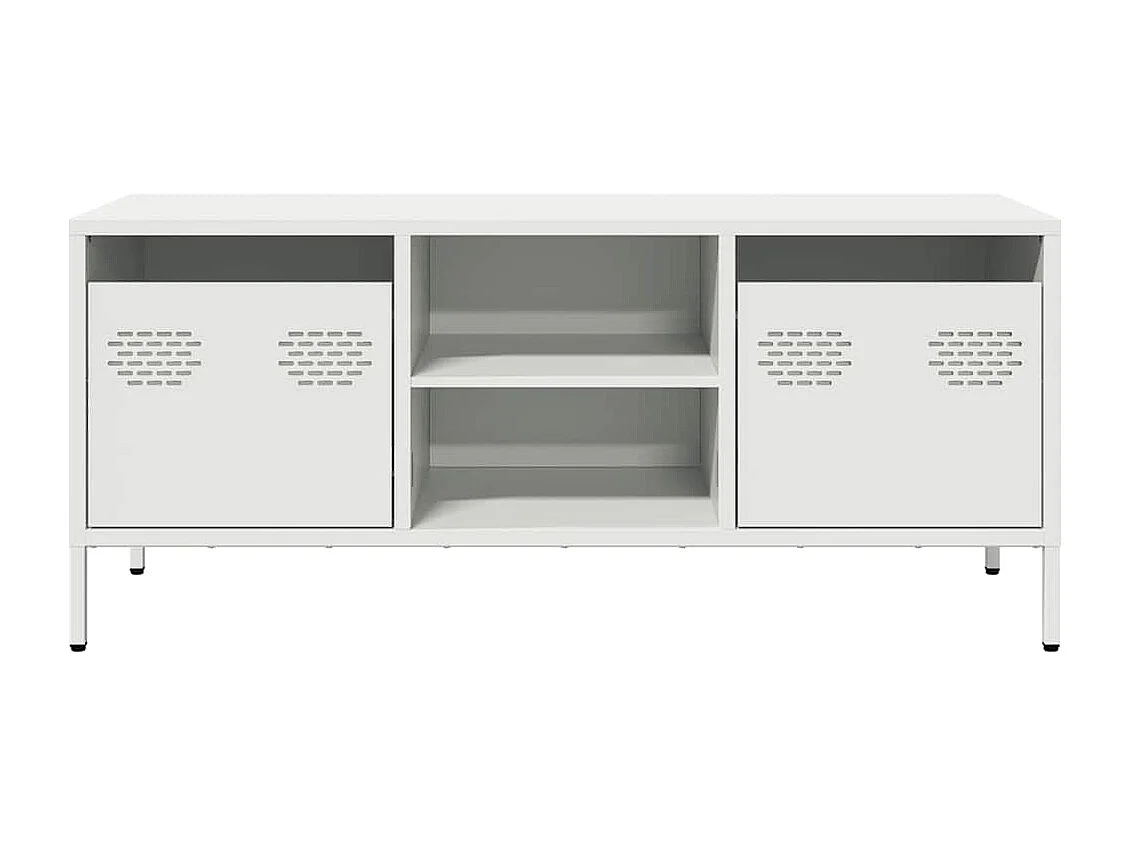 Meuble TV blanc 101,5x39x43,5 cm acier laminé à froid