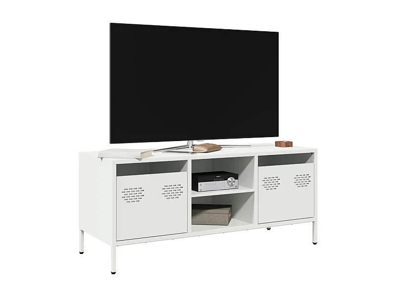 Meuble TV blanc 101,5x39x43,5 cm acier laminé à froid