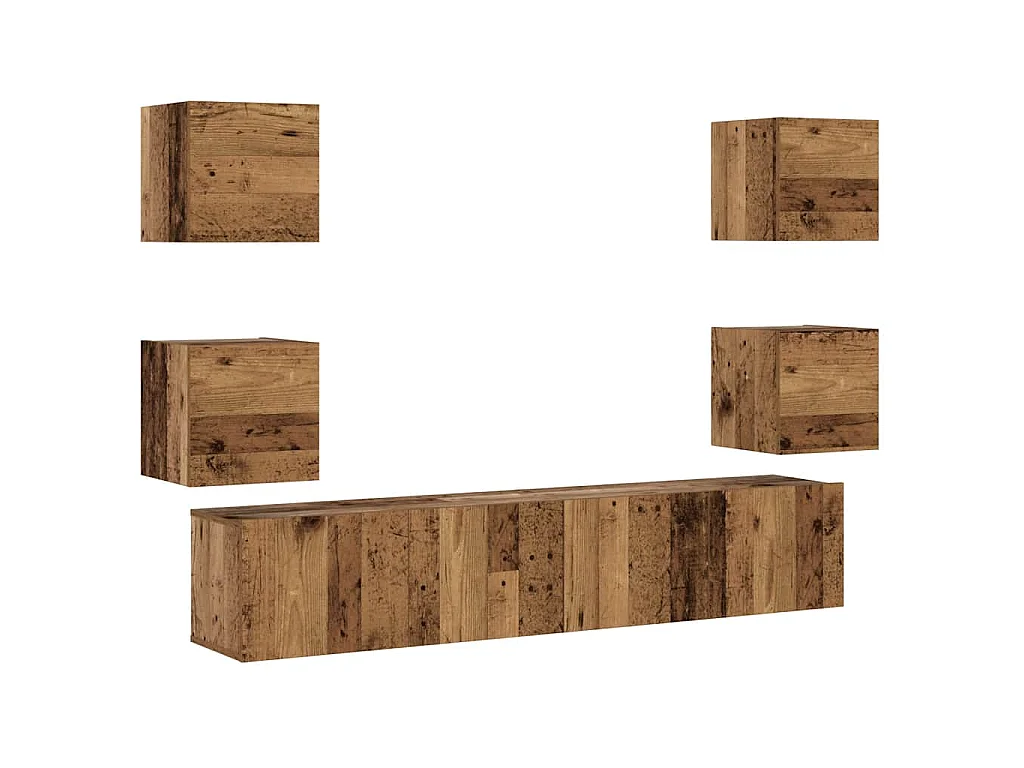 Meubles TV muraux 6 pcs vieux bois bois d'ingénierie