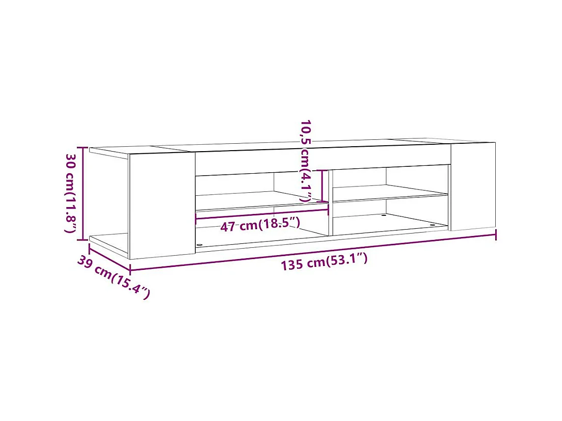 Mobile Porta TV con LED Legno Antico 135x39x30 cm Truciolato