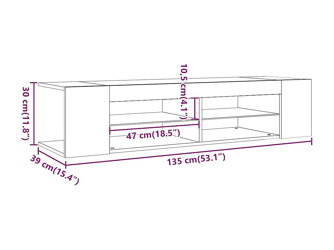 Meuble TV avec lumières LED vieux bois bois d'ingénierie
