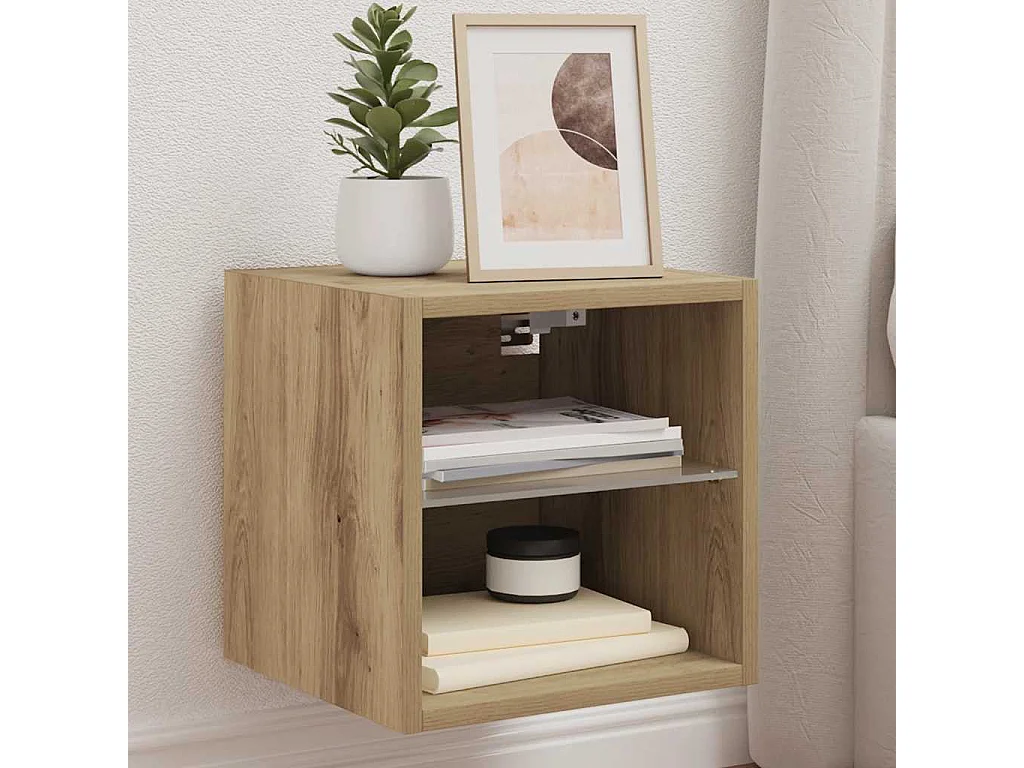 TV-Wandschrank mit LED-Leuchten Artisan-Eiche 30x28,5x30cm