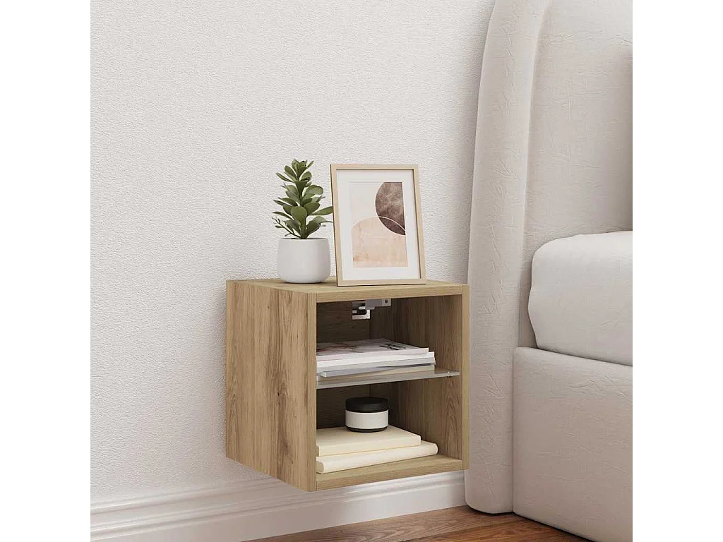 TV-Wandschrank mit LED-Leuchten Artisan-Eiche 30x28,5x30cm