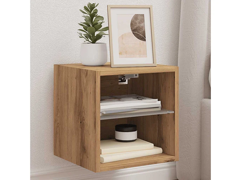 TV-Wandschrank mit LED-Leuchten Artisan-Eiche 30x28,5x30cm