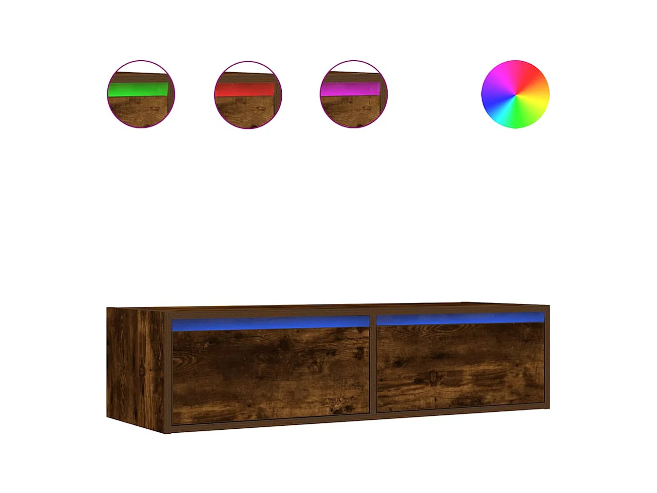 Meuble TV avec lumières LED chêne fumé 100X35,5x25 cm