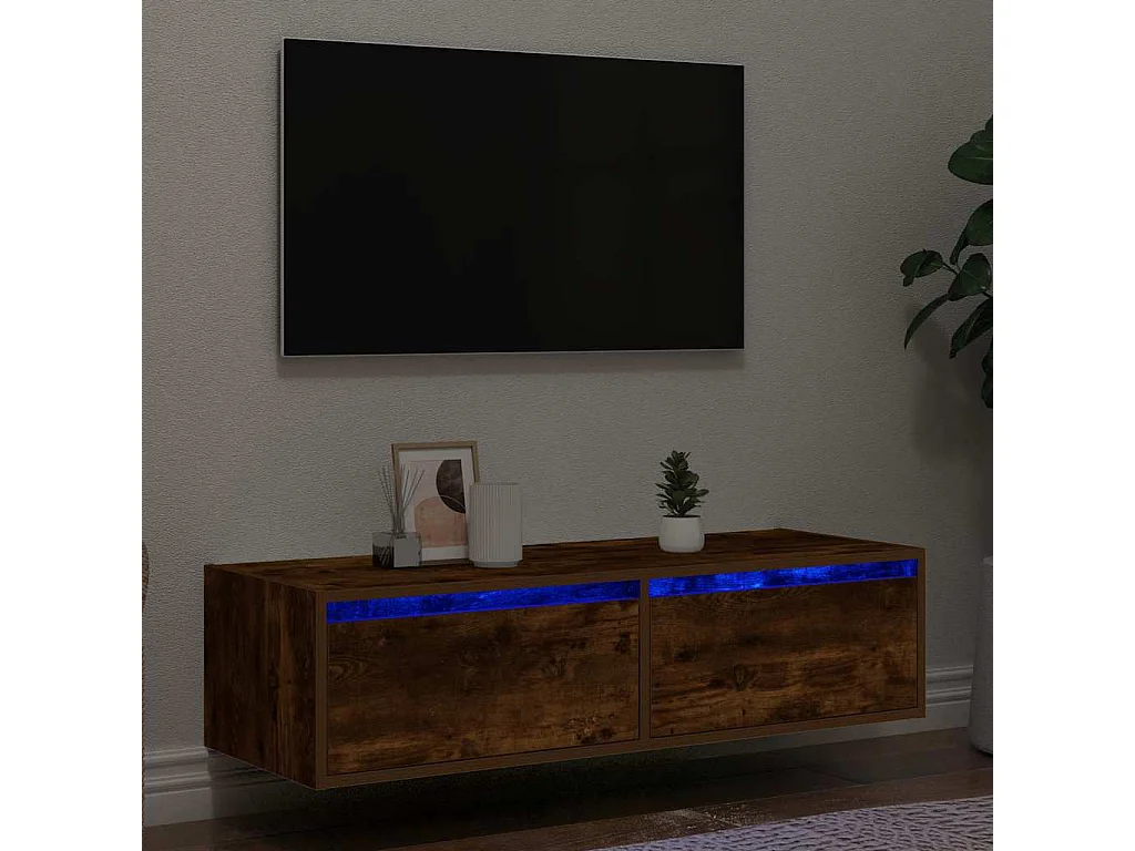 TV-Schrank mit LED-Leuchten Räuchereiche 100x35,5x25 cm