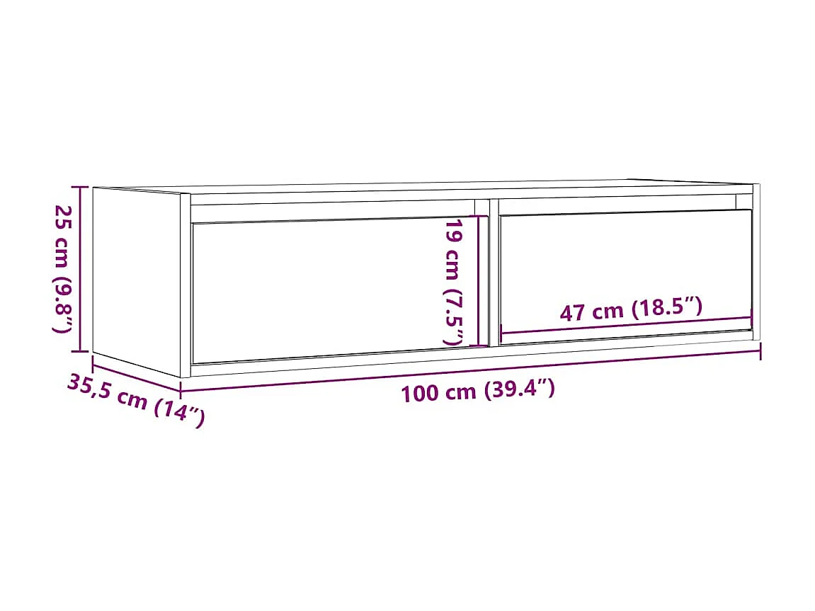 TV-Schrank mit LED-Leuchten Räuchereiche 100x35,5x25 cm