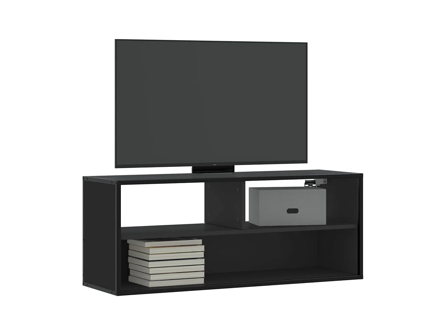 Mobile Porta TV Nero 100x31x39,5 cm in Truciolato e Metallo