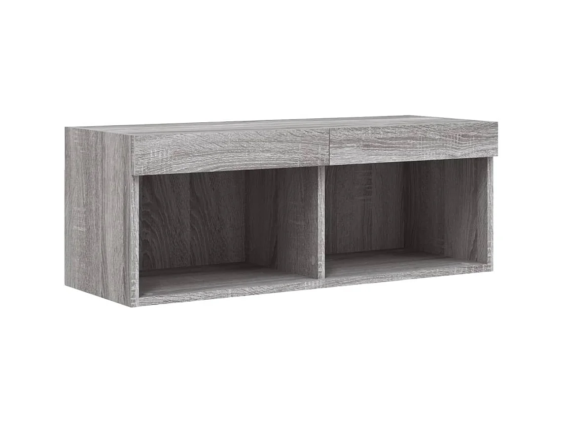 4-delige Tv-wandmeubelset met LED bewerkt hout grijs sonoma