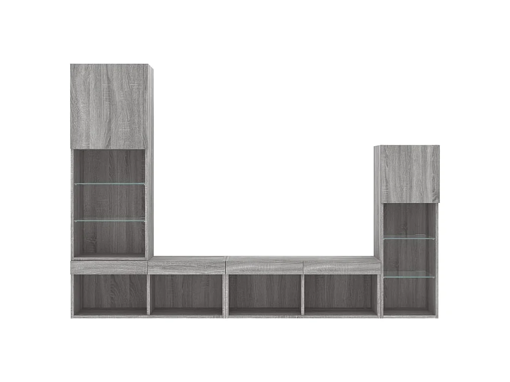 Unités murales TV avec LED 4 pcs gris sonoma bois d'ingénierie