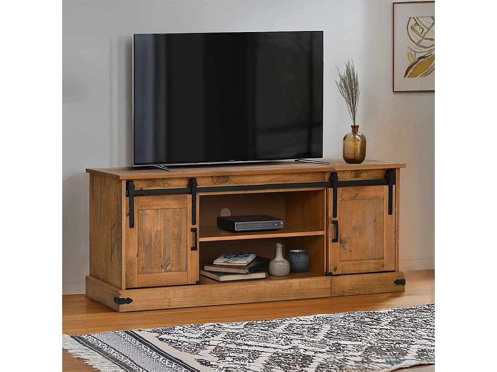 Tv-meubel HALDEN 2 schuifdeuren 150x40x60 cm massief hout