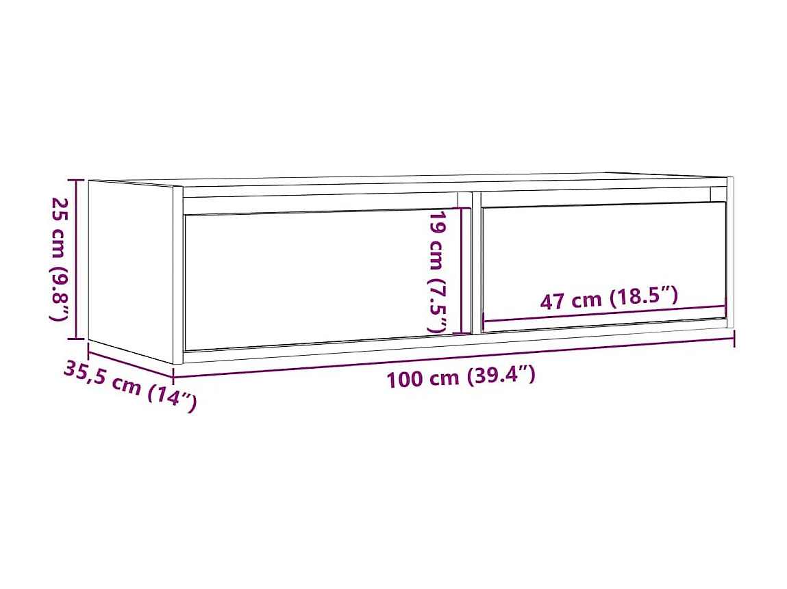 Tv-meubel LED-verlichting 100X35,5x25 cm sonoma eikenkleurig
