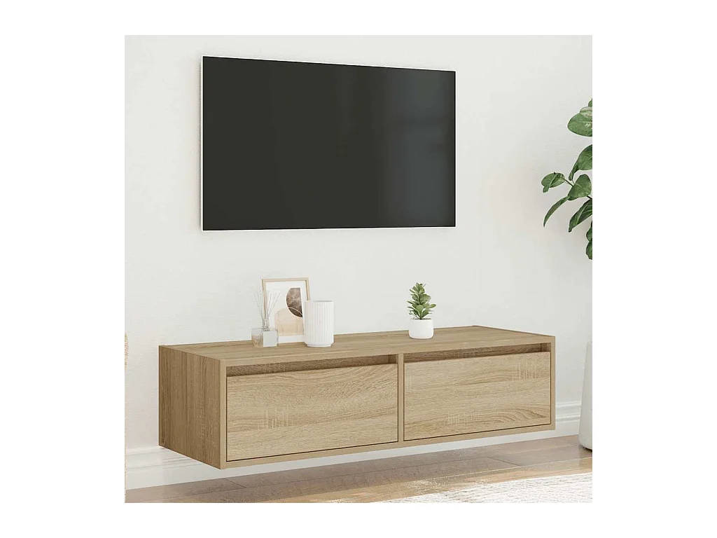 Tv-meubel LED-verlichting 100X35,5x25 cm sonoma eikenkleurig
