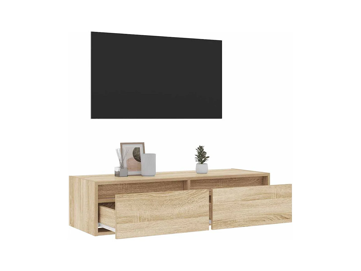 Tv-meubel LED-verlichting 100X35,5x25 cm sonoma eikenkleurig