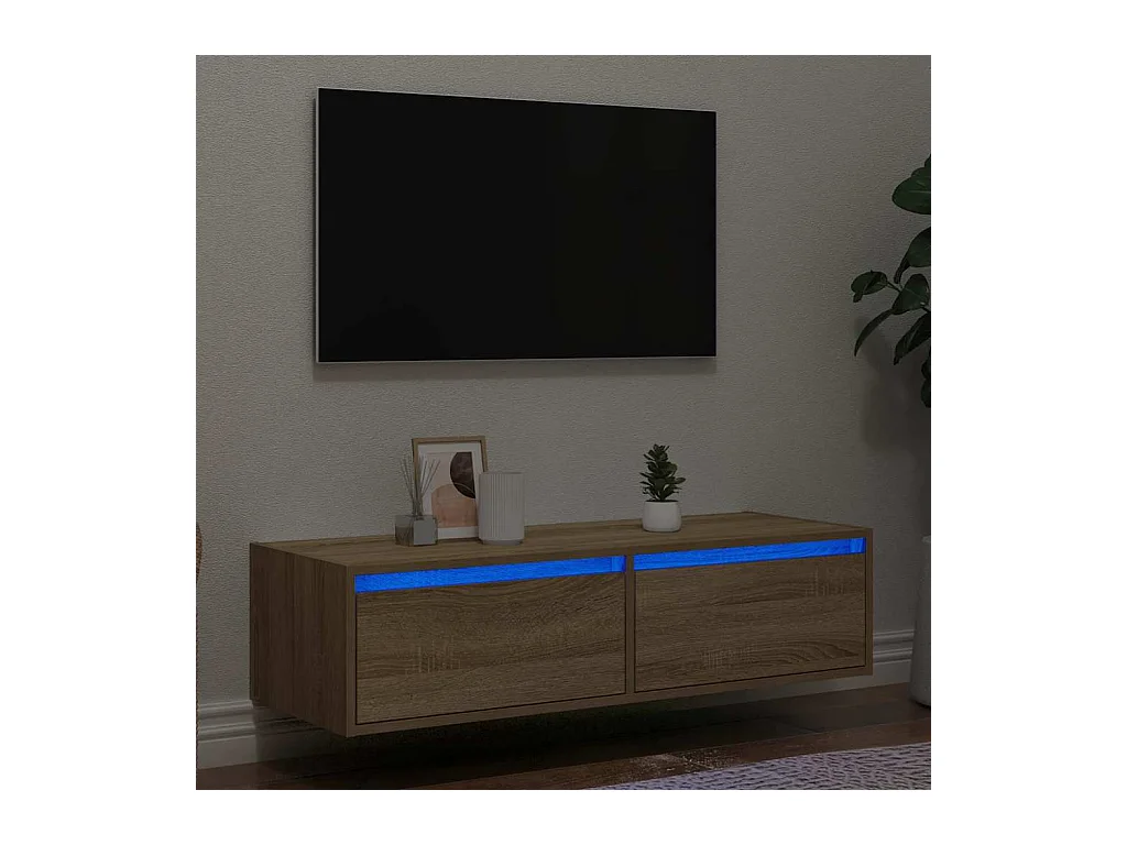 Meuble TV avec lumières LED chêne sonoma 100X35,5x25 cm