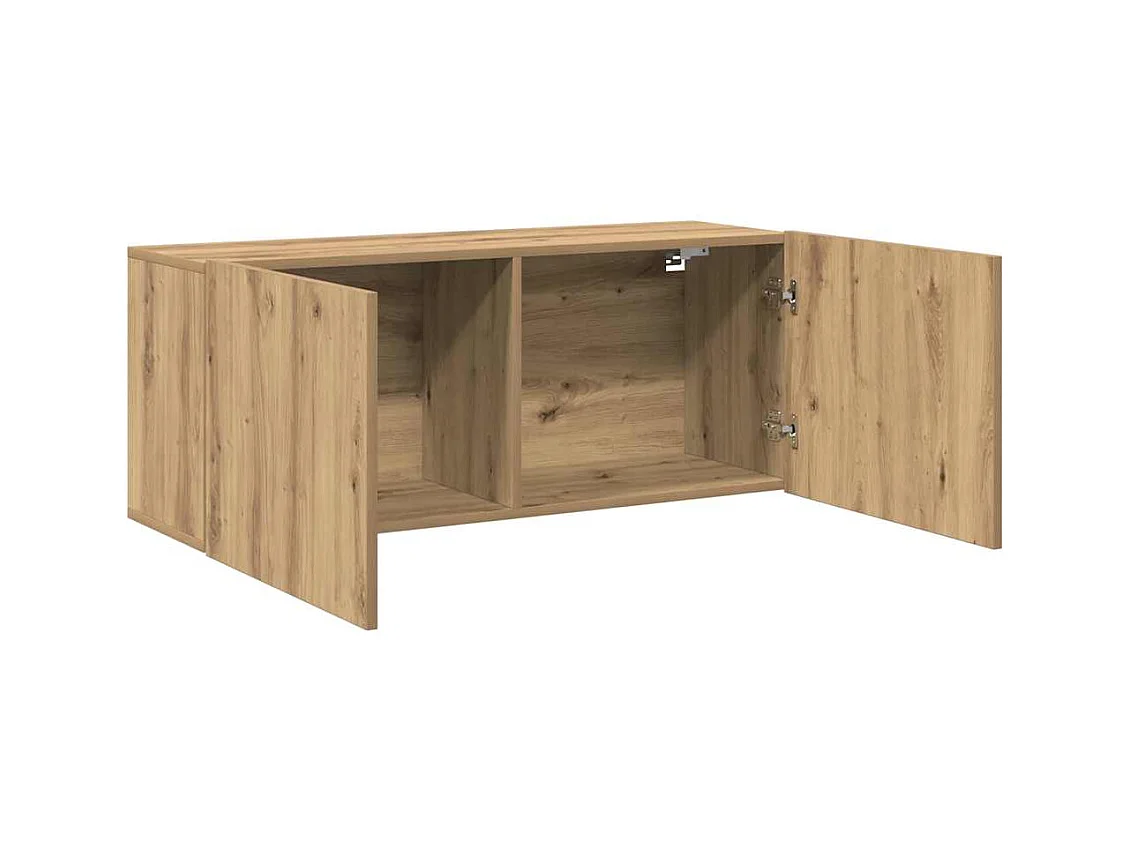 Meuble TV mural chêne artisanal 100x30x41 cm