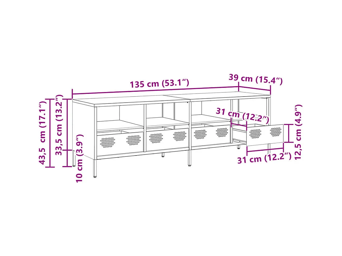 TV-Schrank Anthrazit 135x39x43,5 cm Kaltgewalzter Stahl