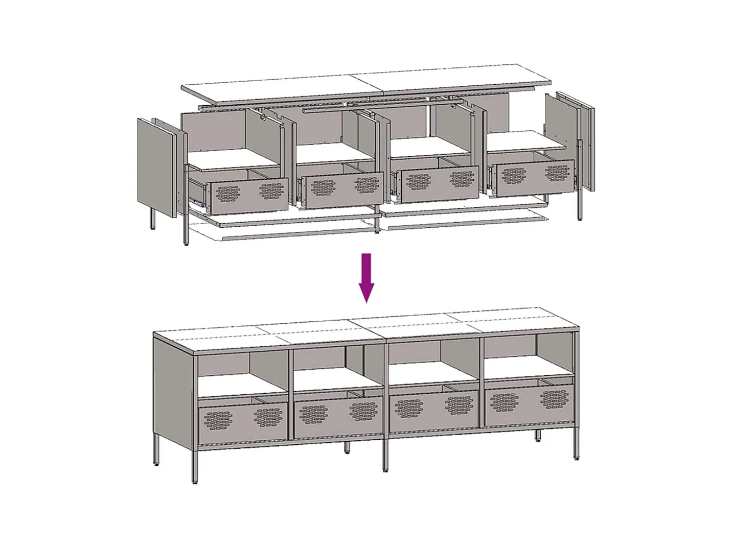 TV-Schrank Anthrazit 135x39x43,5 cm Kaltgewalzter Stahl