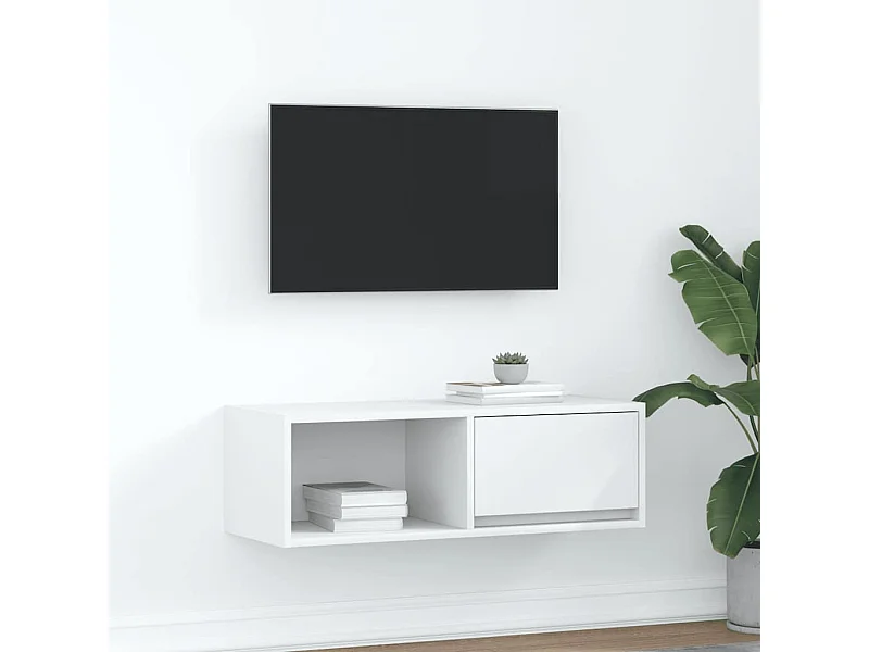 Mueble de TV de madera de ingeniería blanco 80x31x25,5 cm