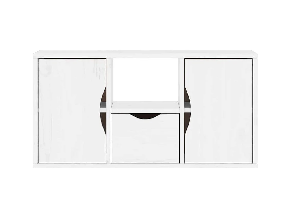 Meuble TV avec tiroir ODDA blanc 79x24x40 cm bois massif pin