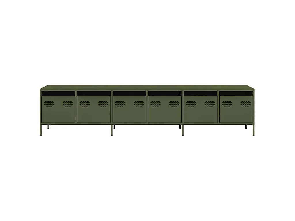 Mueble TV acero laminado en frío verde oliva 202x39x43,5 cm