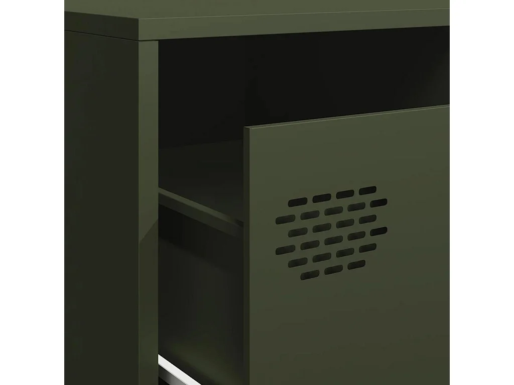 Mueble TV acero laminado en frío verde oliva 202x39x43,5 cm