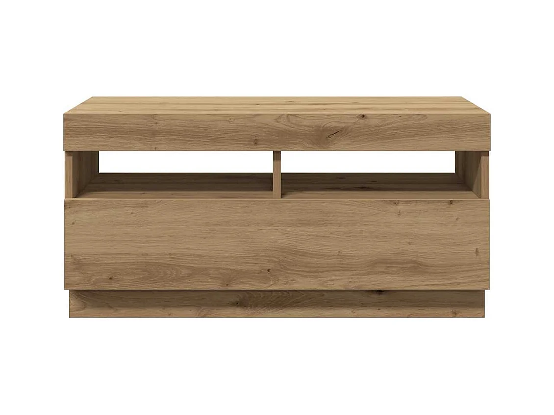 Meuble TV avec lumières LED chêne artisanal bois d'ingénierie