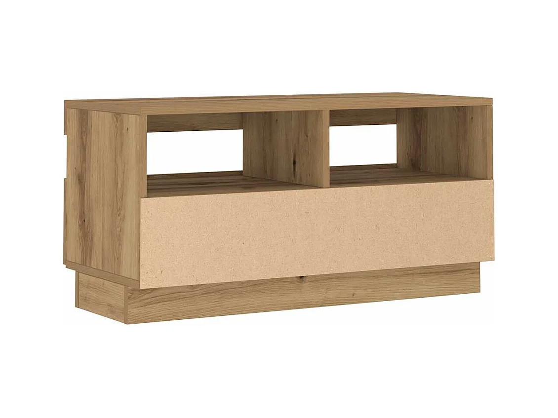 Meuble TV avec lumières LED chêne artisanal bois d'ingénierie