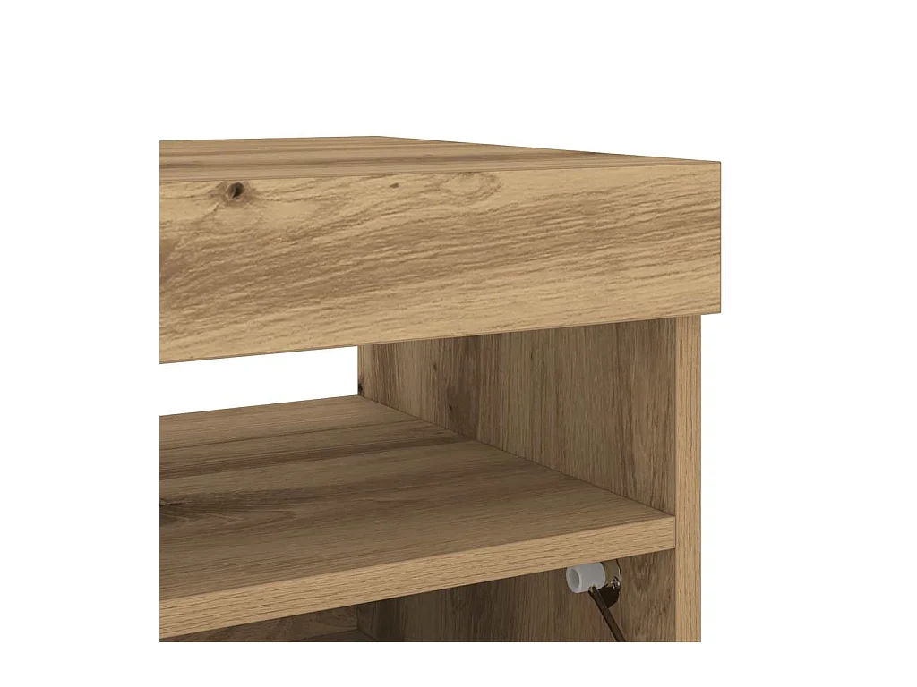 Meuble TV avec lumières LED chêne artisanal bois d'ingénierie