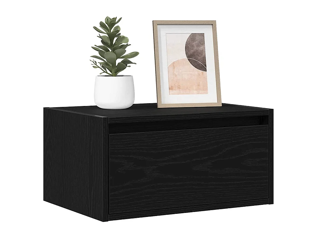 Mesas de cabeceira de parede com luzes LED 2 pcs carvalho preto