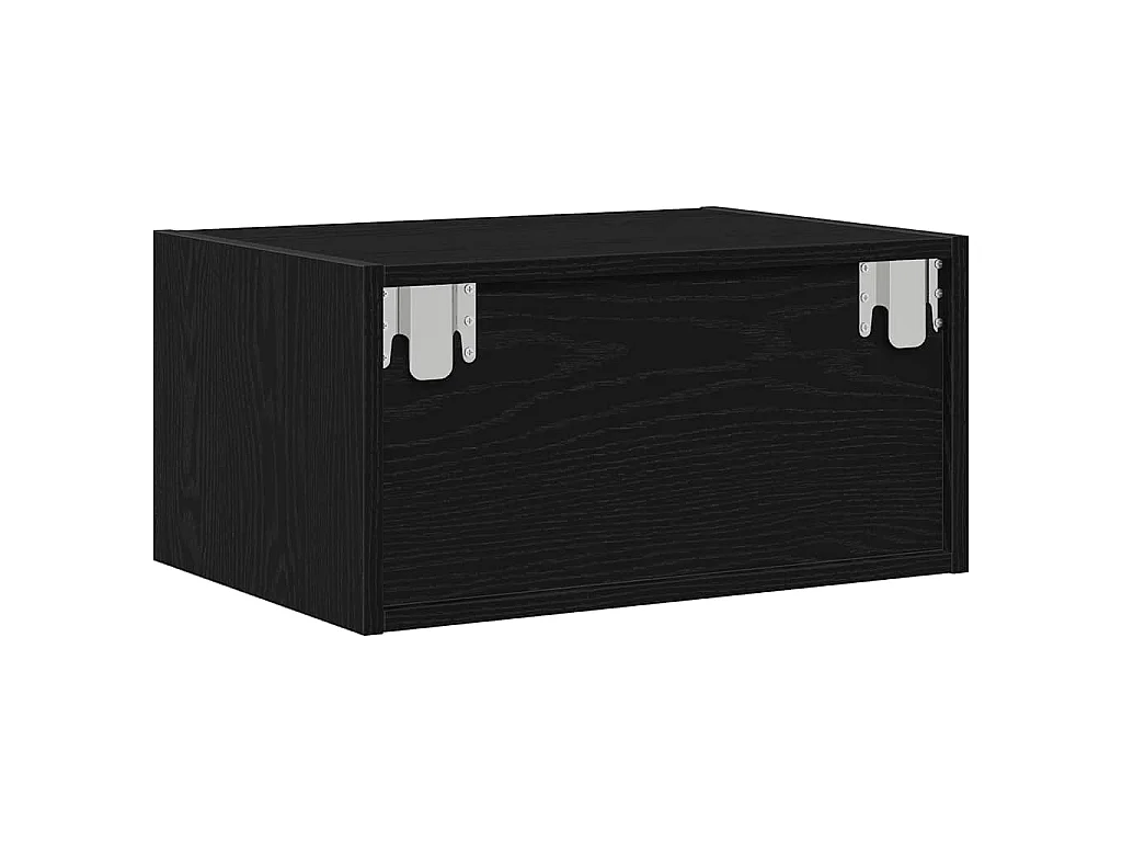 Mesas de cabeceira de parede com luzes LED 2 pcs carvalho preto