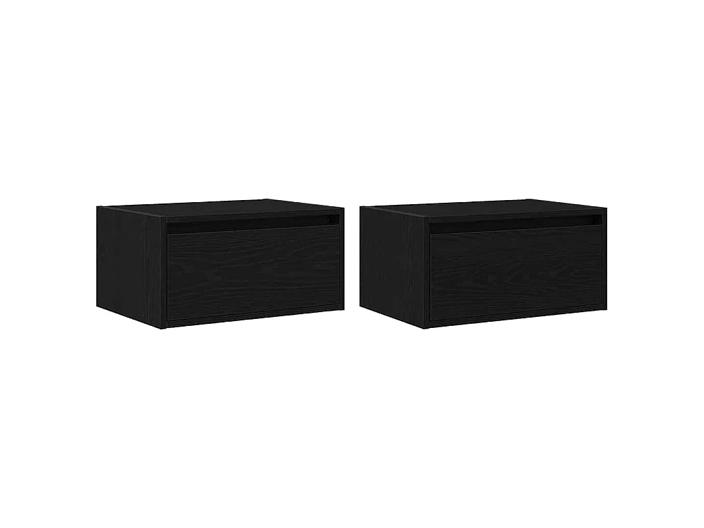 Tables de chevet murales avec lumières LED 2 pcs chêne noir