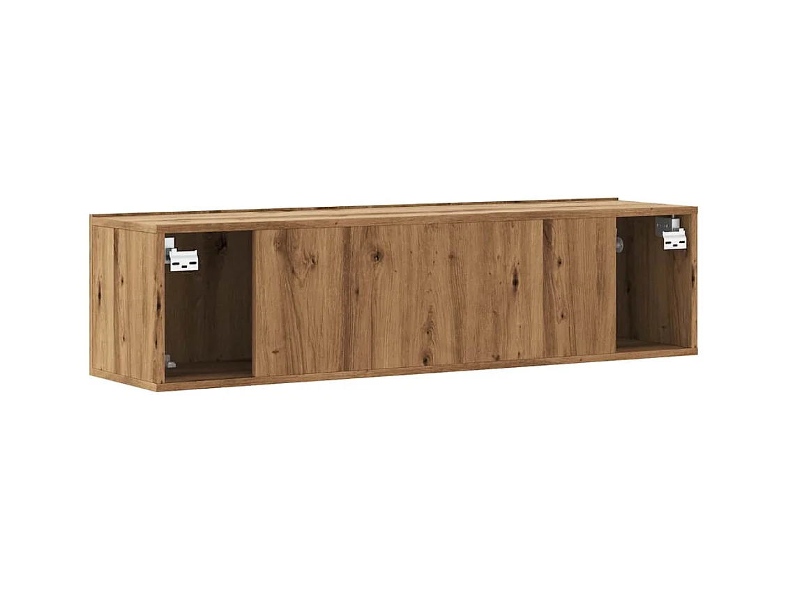 Meuble TV mural chêne artisanal 120x30x30 cm bois d'ingénierie