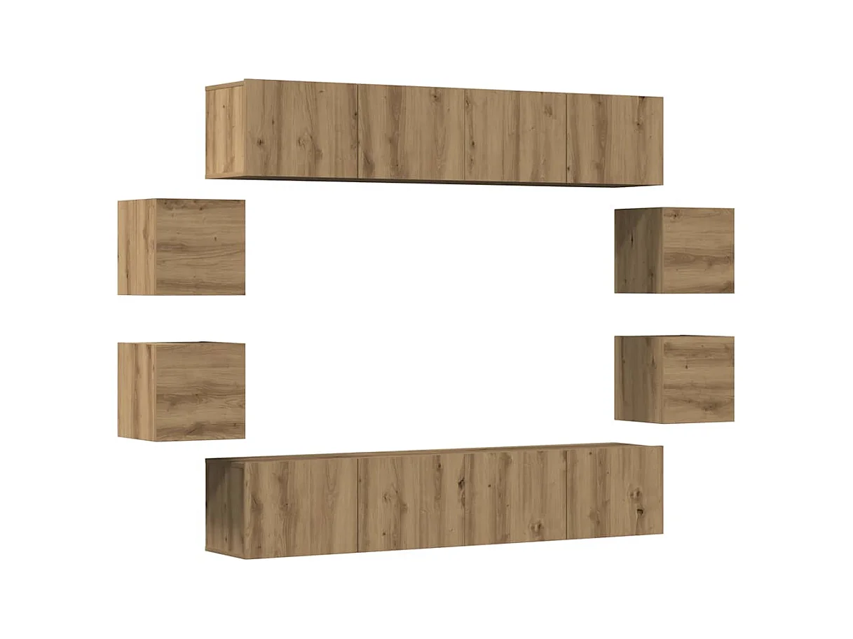 Mueble para TV de pared madera contrachapada artesanal 8 piezas
