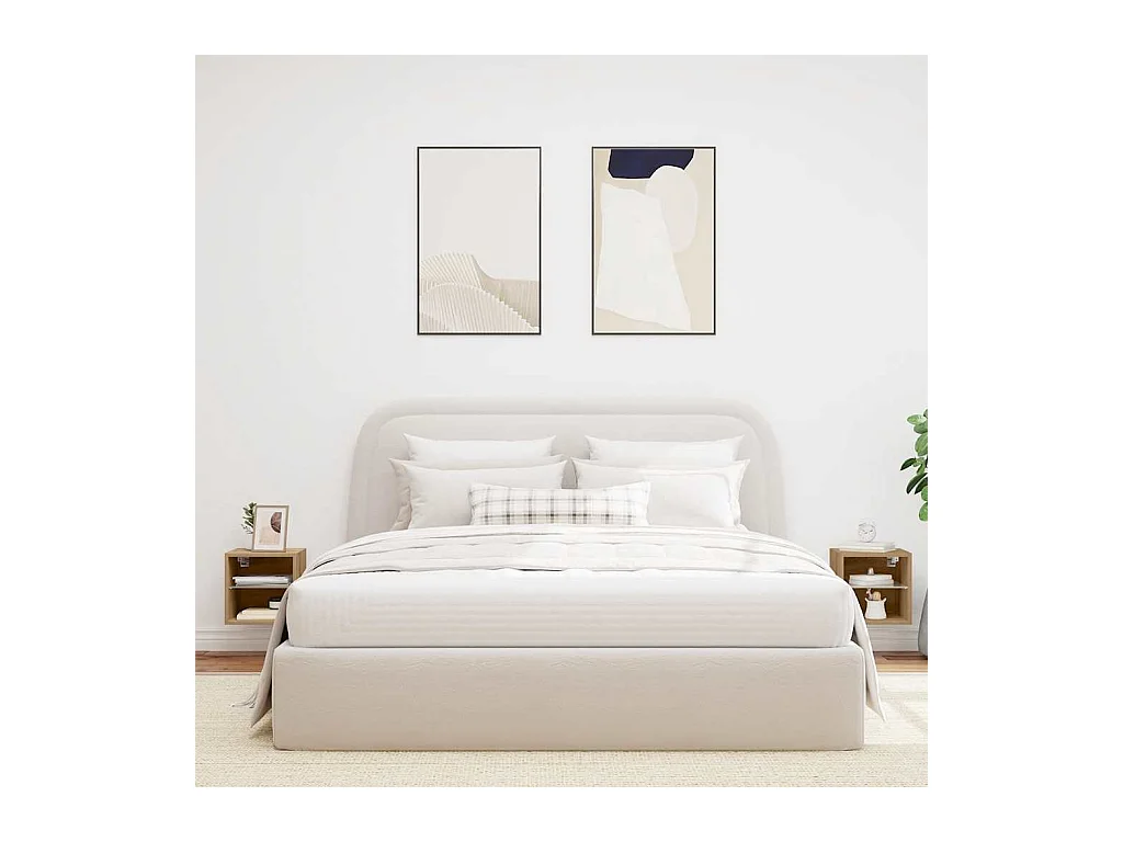 Meubles TV muraux lumières LED 2 pcs chêne artisanal