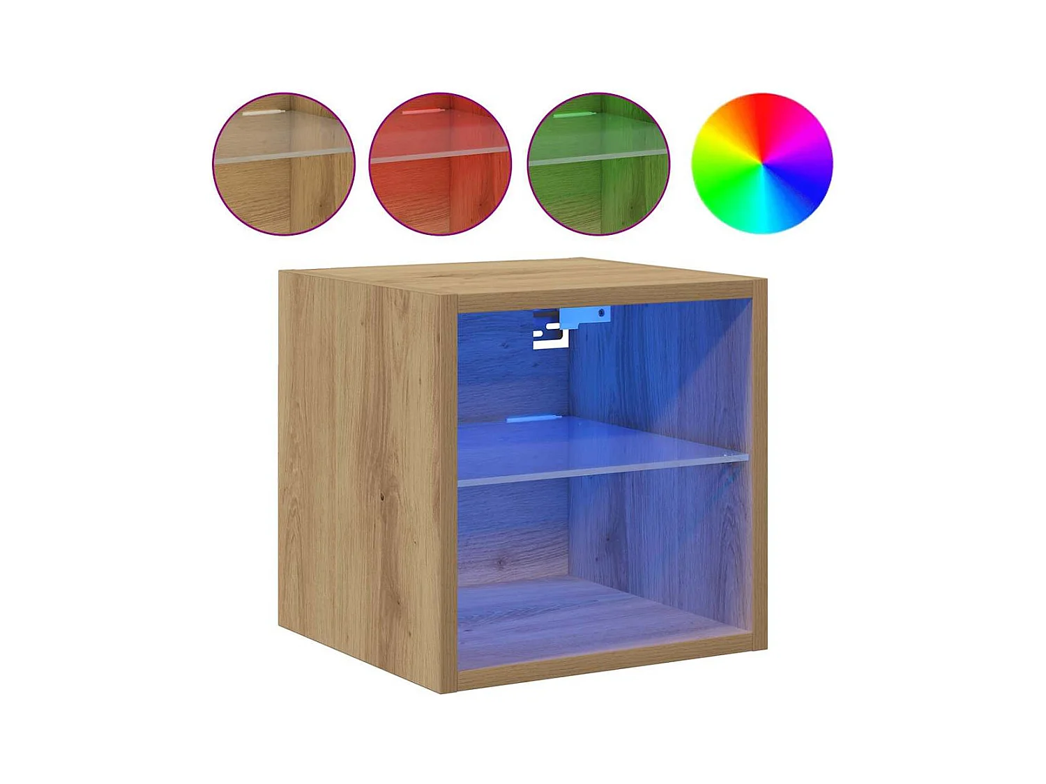 Meubles TV muraux lumières LED 2 pcs chêne artisanal