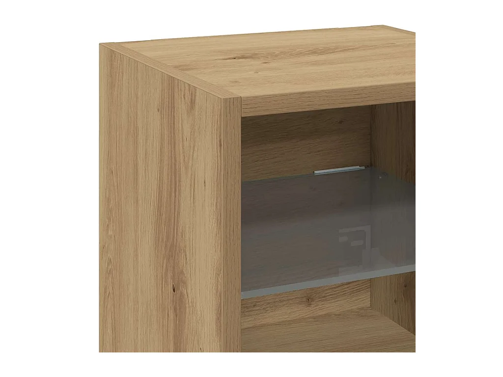 Meubles TV muraux lumières LED 2 pcs chêne artisanal