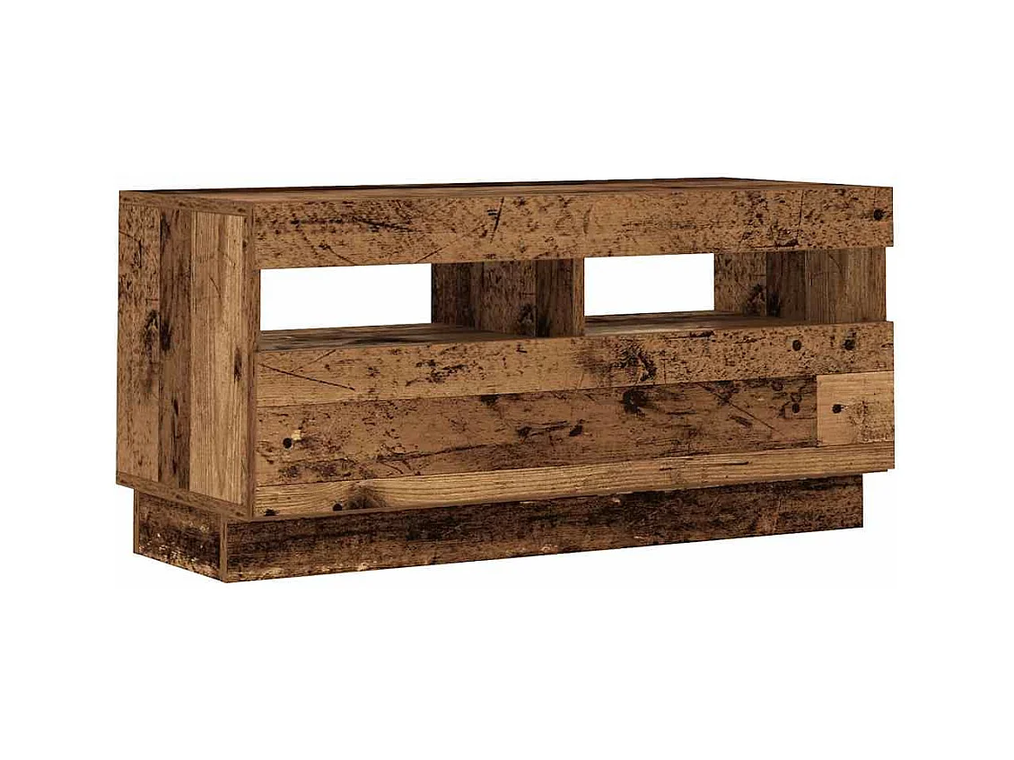 Meuble TV avec lumières LED vieux bois bois d'ingénierie