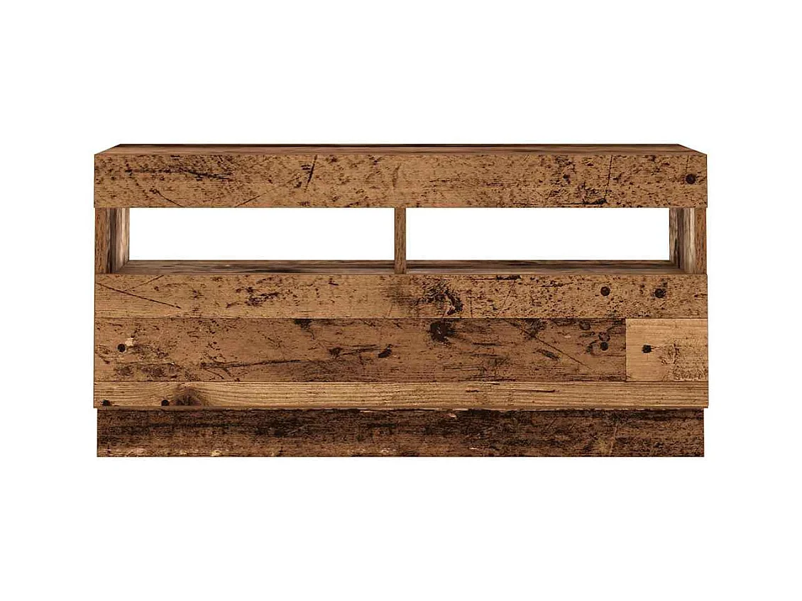 Meuble TV avec lumières LED vieux bois bois d'ingénierie