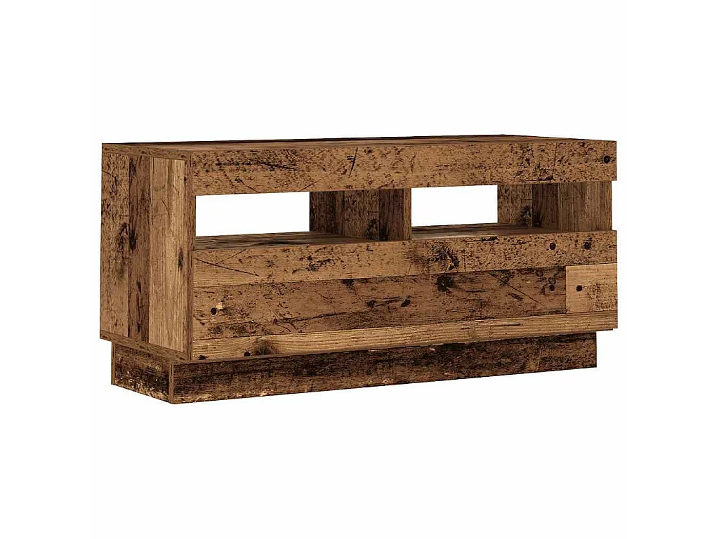 Meuble TV avec lumières LED vieux bois bois d'ingénierie