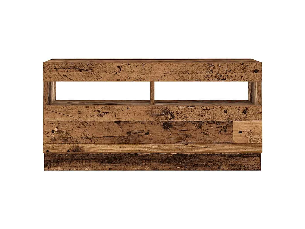 Meuble TV avec lumières LED vieux bois bois d'ingénierie