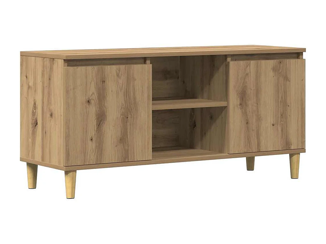 Meuble TV chêne artisanal 102x35x50 cm bois d'ingénierie