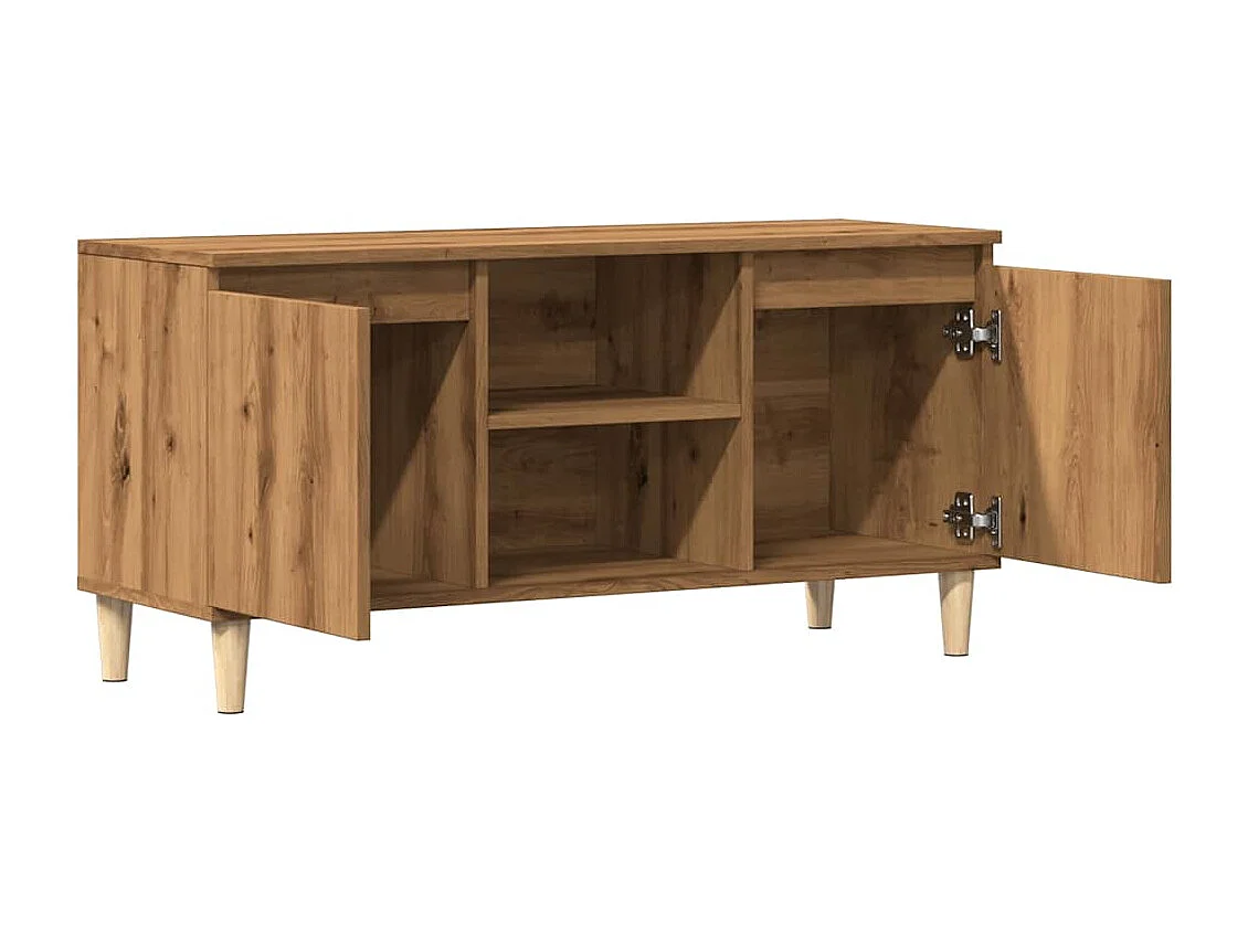 Meuble TV chêne artisanal 102x35x50 cm bois d'ingénierie