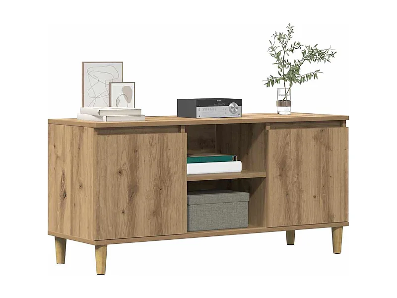 Meuble TV chêne artisanal 102x35x50 cm bois d'ingénierie