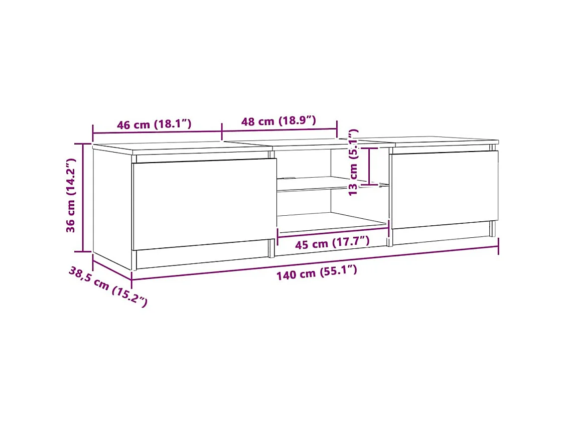 Meuble TV avec lumières LED vieux bois bois d'ingénierie