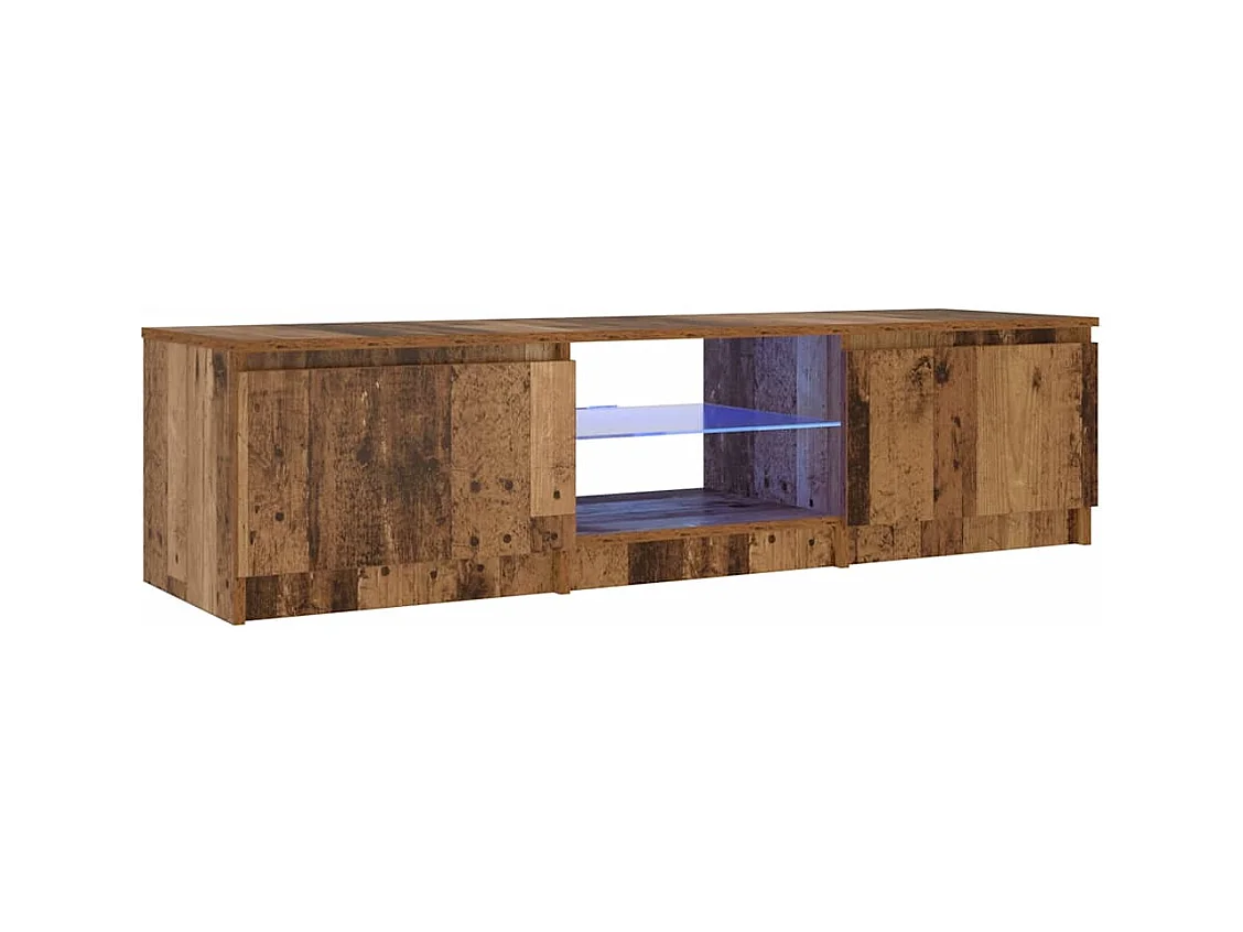 Meuble TV avec lumières LED vieux bois bois d'ingénierie
