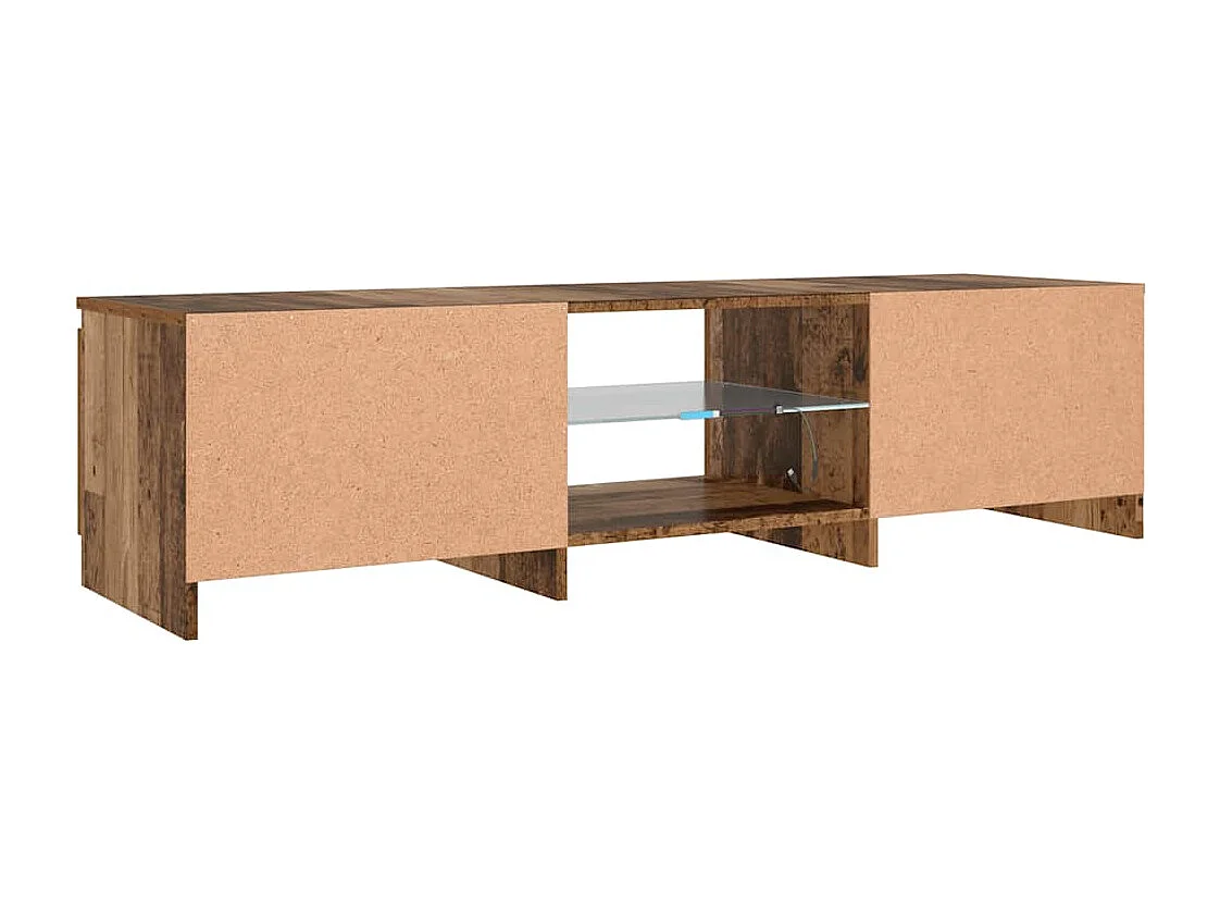 Meuble TV avec lumières LED vieux bois bois d'ingénierie